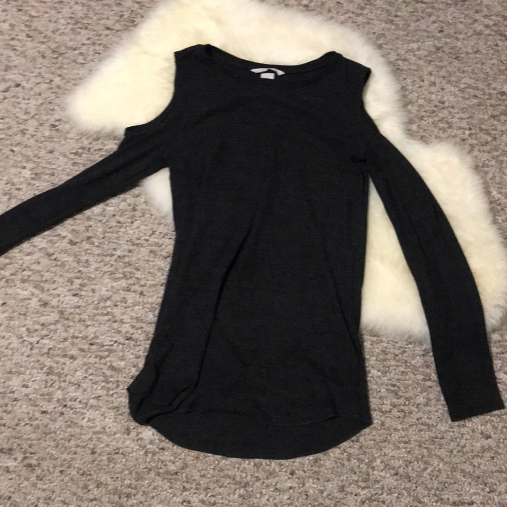 H&M charcoal grey cold shoulder top